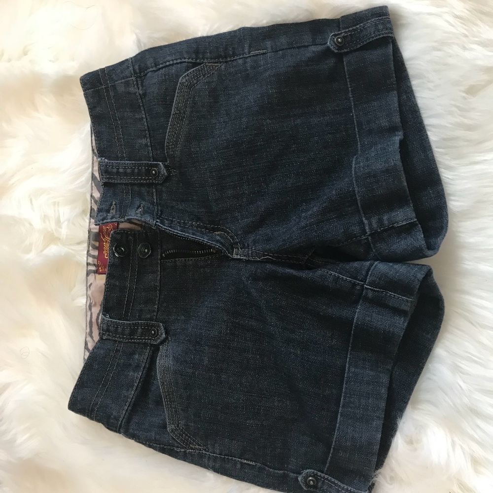 Dark wash jean short